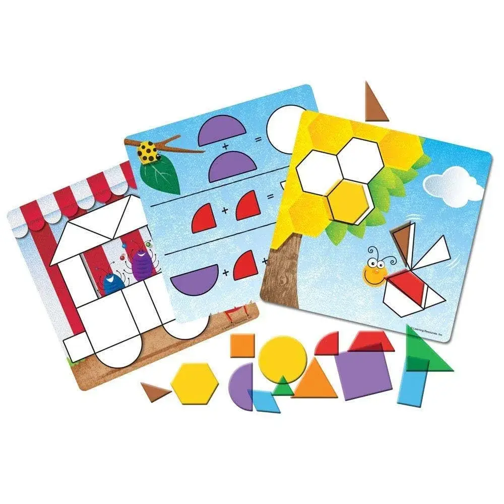 Learning Resources Shapes Don't Bug Me Geometry Activity Set | 136 Pieces, 14 Shapes, 7 Colors - view 2