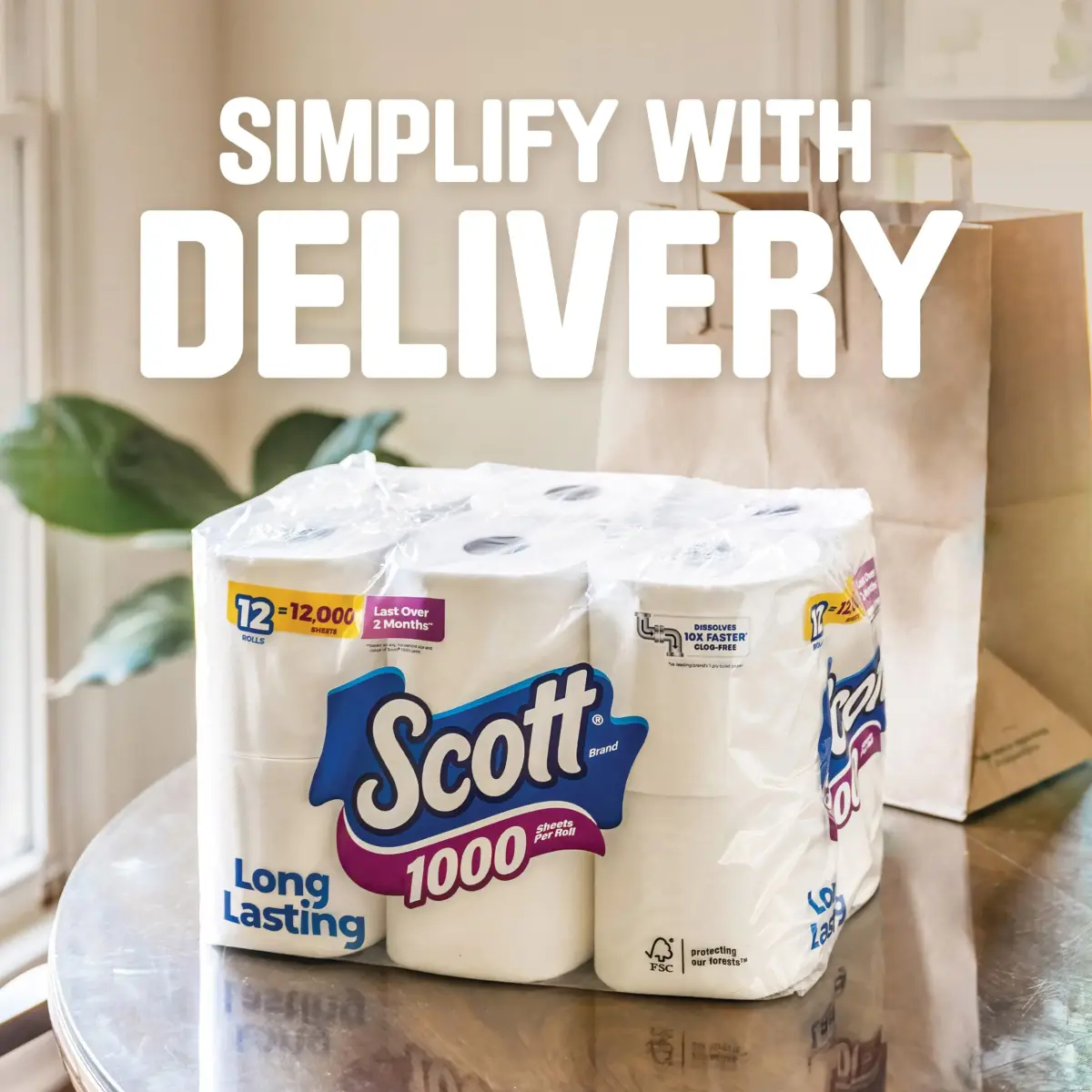 Scott 1000 Toilet Paper, 20 Regular Rolls, 1-Ply, 20,000 Sheets | Septic-Safe & Biodegradable - view 8