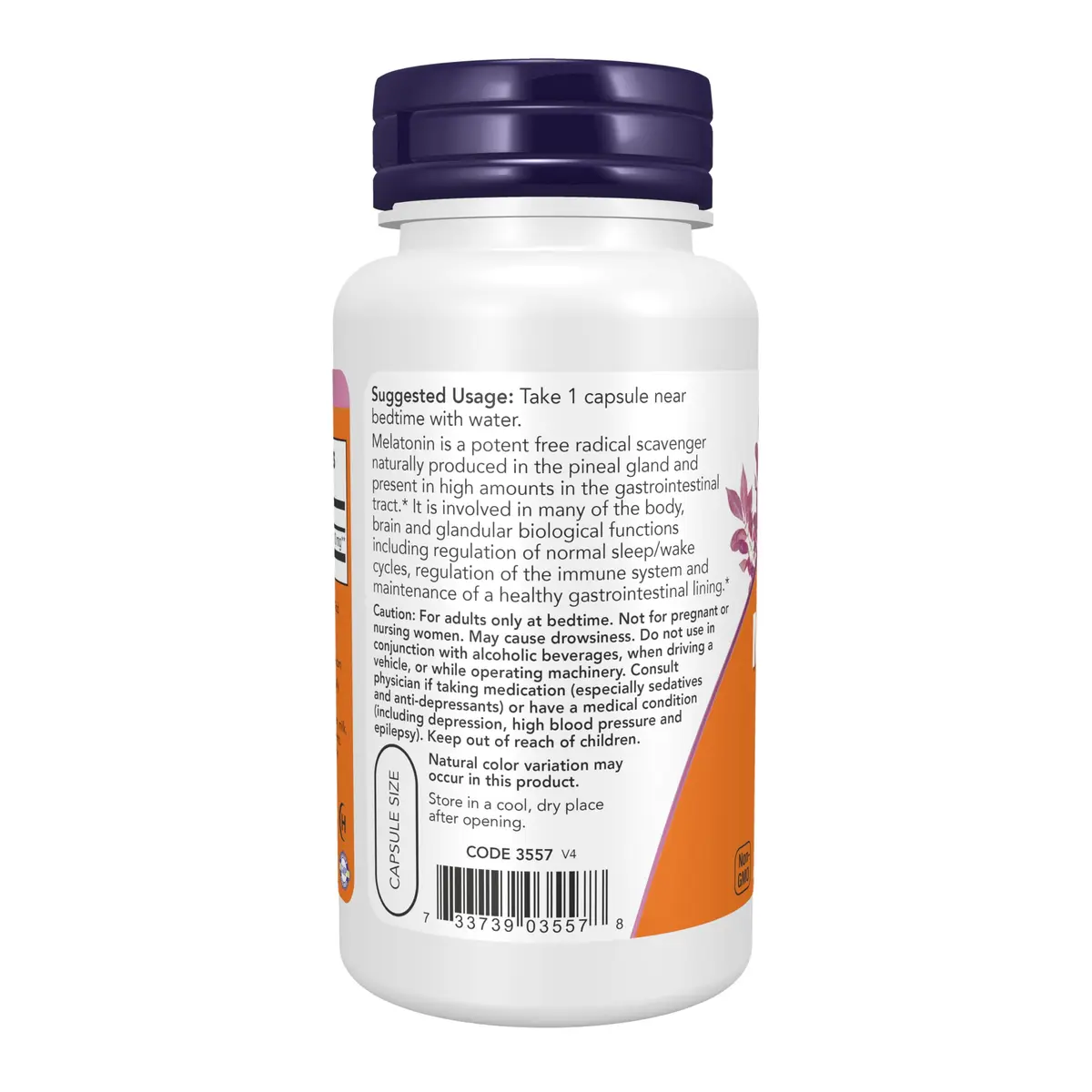 NOW Supplements Melatonin 10 mg | Extra Strength Sleep Support, Vegan, Non-GMO, 100 Veg Caps - view 3