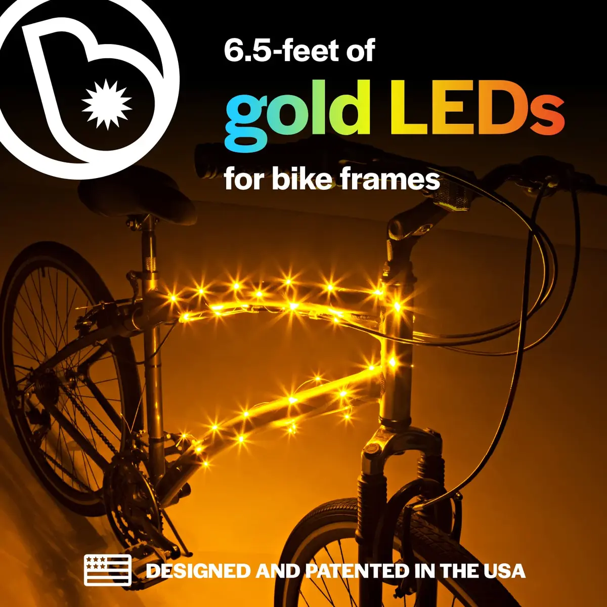 Brightz CosmicBrightz Gold LED Bike Frame Rope Light | 6.5ft Colorful Micro LED for Kids & Teens - view 2