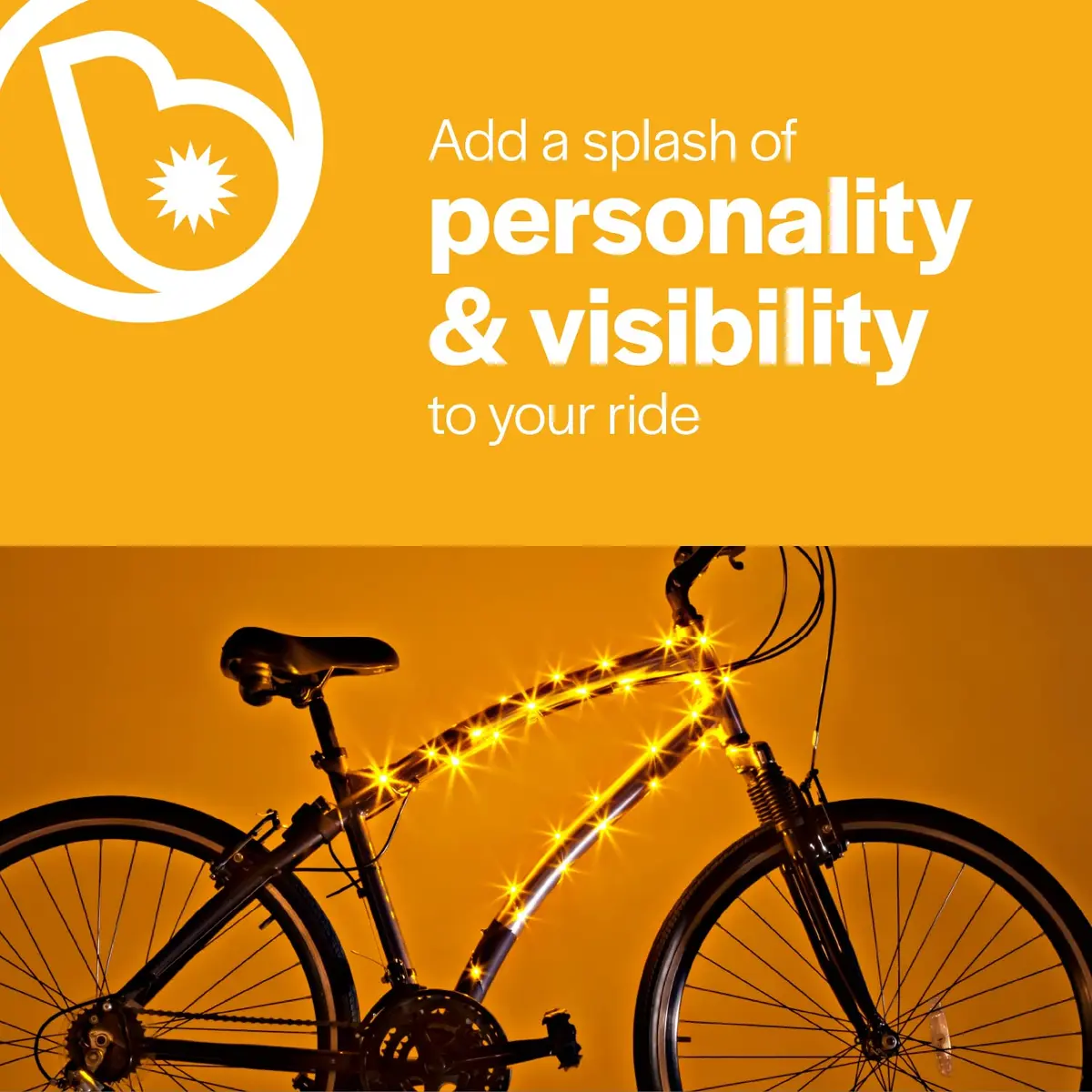 Brightz CosmicBrightz Gold LED Bike Frame Rope Light | 6.5ft Colorful Micro LED for Kids & Teens - view 3