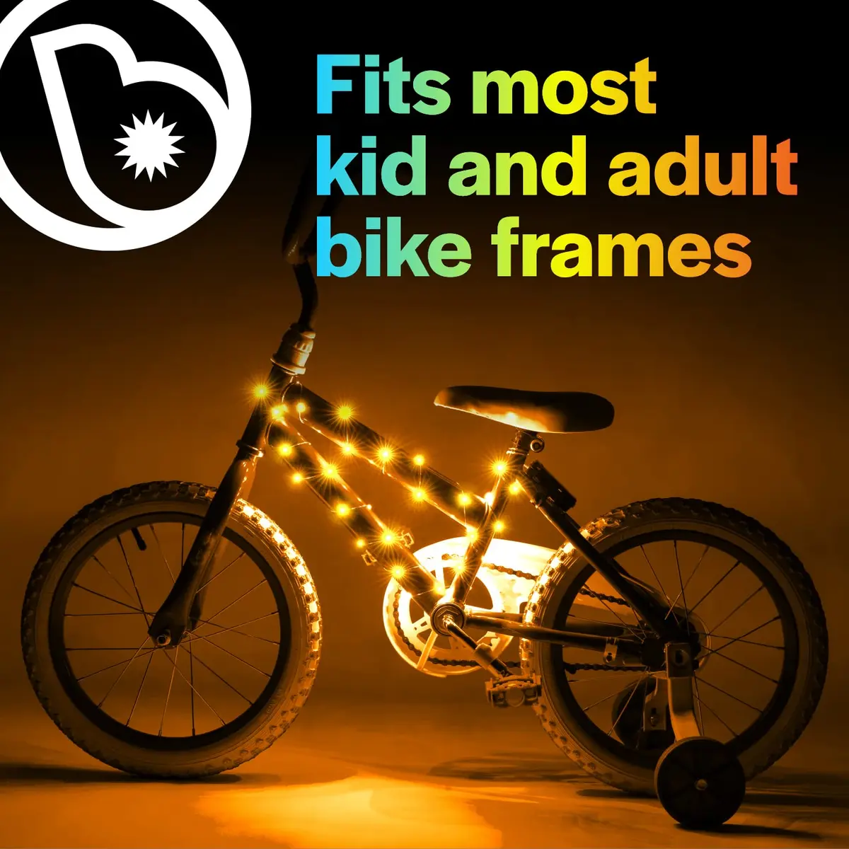 Brightz CosmicBrightz Gold LED Bike Frame Rope Light | 6.5ft Colorful Micro LED for Kids & Teens - view 4
