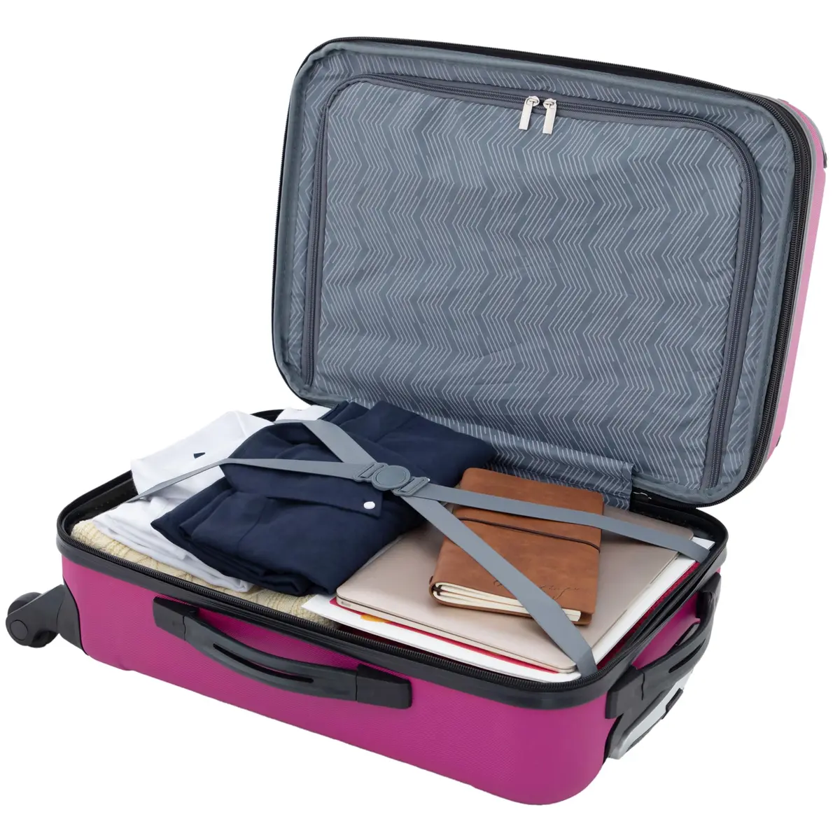 Travelers Club Chicago Hardside Expandable Spinner Luggage, Fuchsia, 22" Carry-On | Durable ABS Hard Shell with 4 Spinner Wheels - view 5