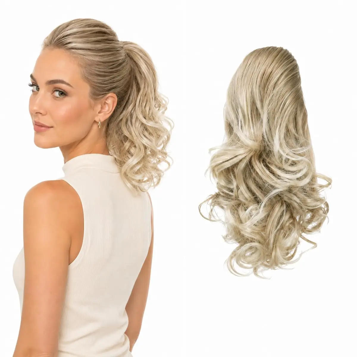CAISHA Synthetic Hair Piece Ponytail 14 Inch Blonde Mix PH4a | Heat-Resistant & Washable - main product image