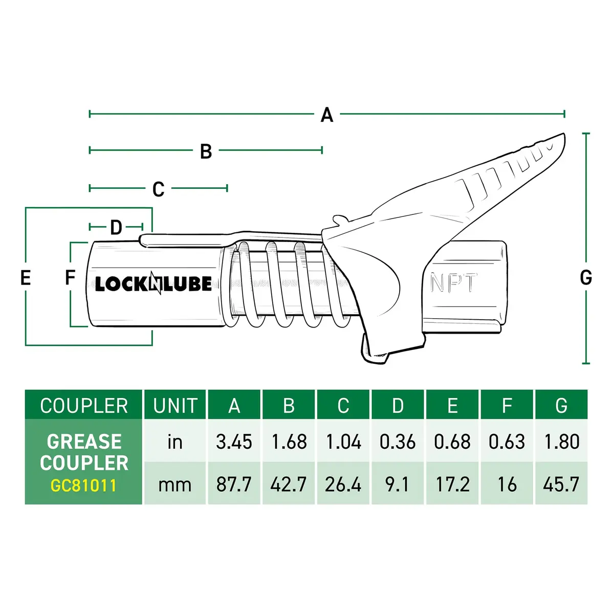 LockNLube Locking Grease Gun Coupler with Rebuild Kit, 1/8-Inch NPT, 10,000 PSI | Secure Leak-Proof Seal for All Grease Guns - view 8