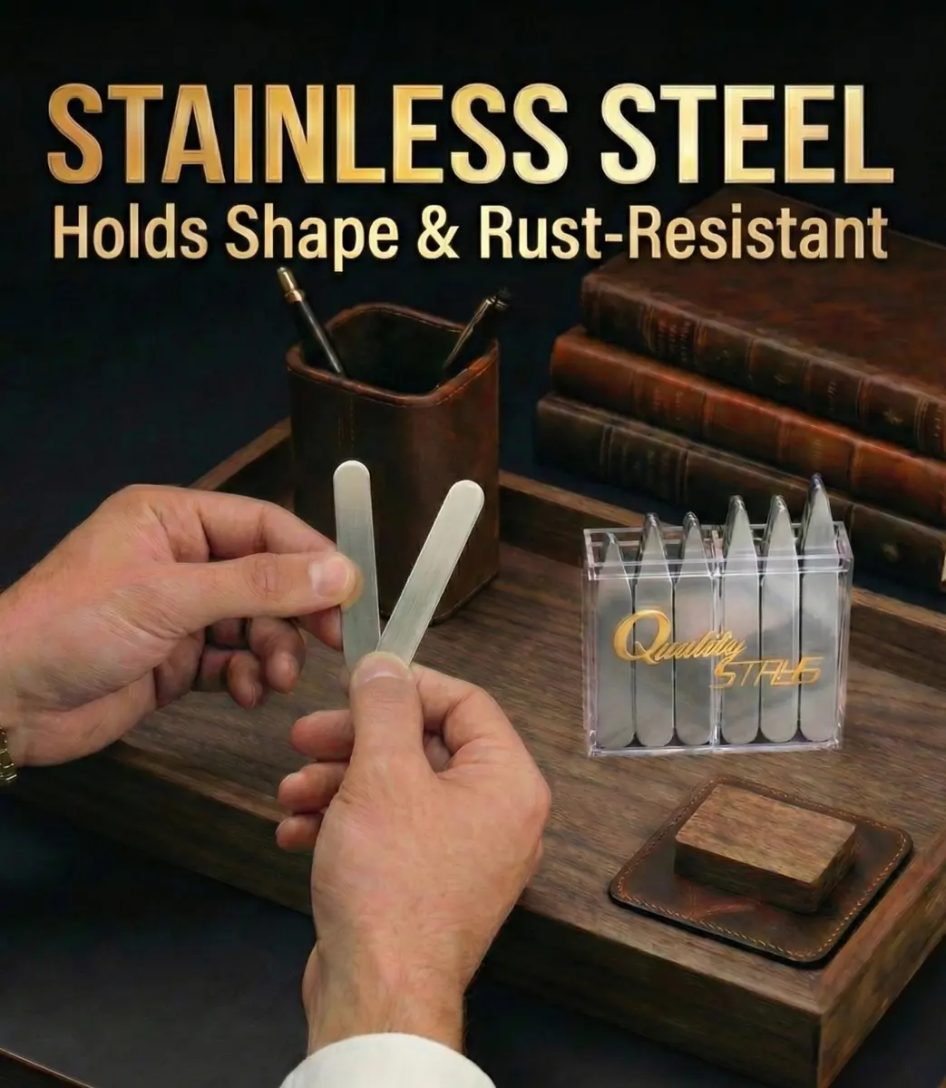 Quality Stays Metal Collar Stays 52-Piece Set with Storage Case | Stainless Steel Dress Shirt Collar Inserts - view 5