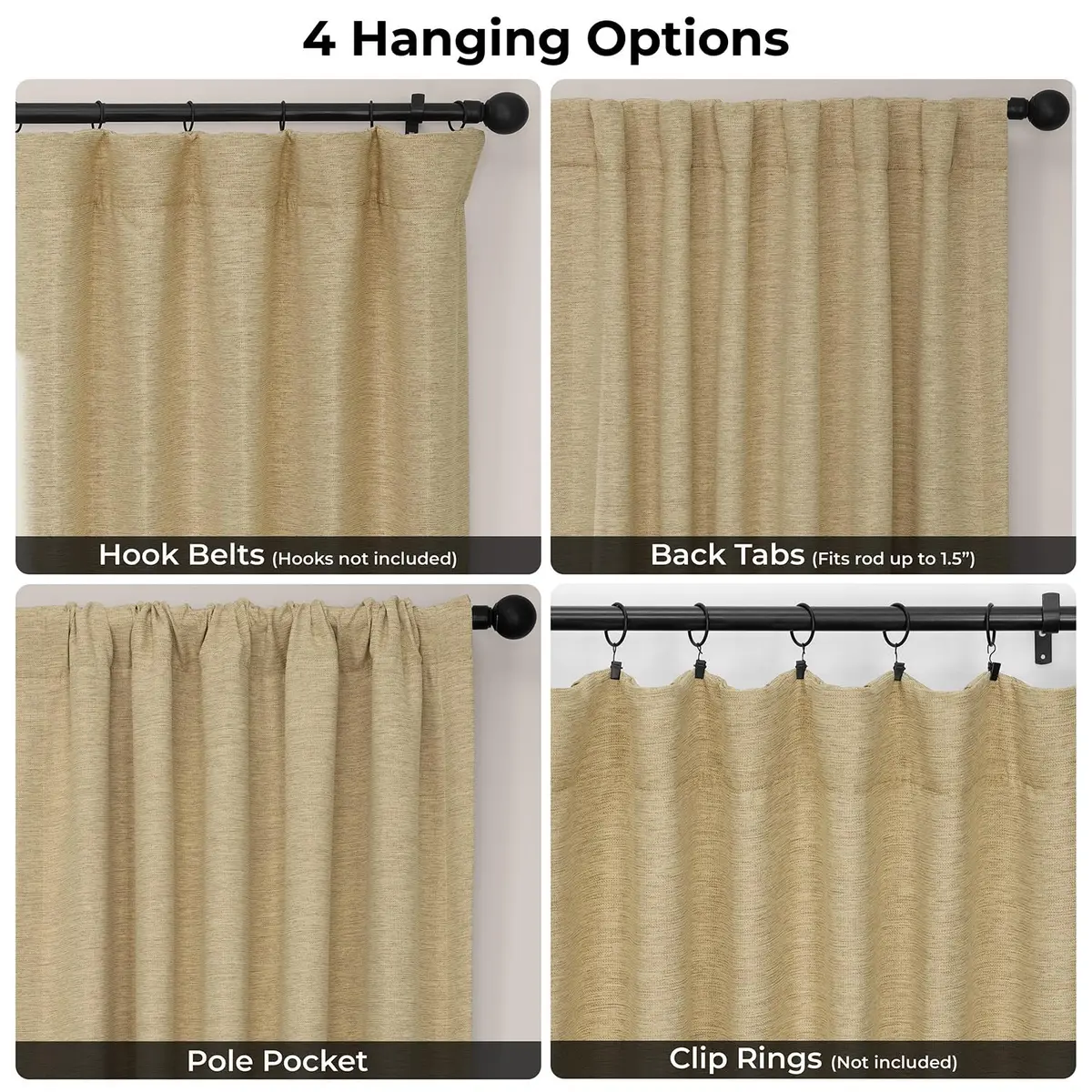 HPD Half Price Drapes Bellino Textured Faux Linen Room Darkening Curtains 50W x 96L | 75-80% Light Block | Thermal Insulation - view 6
