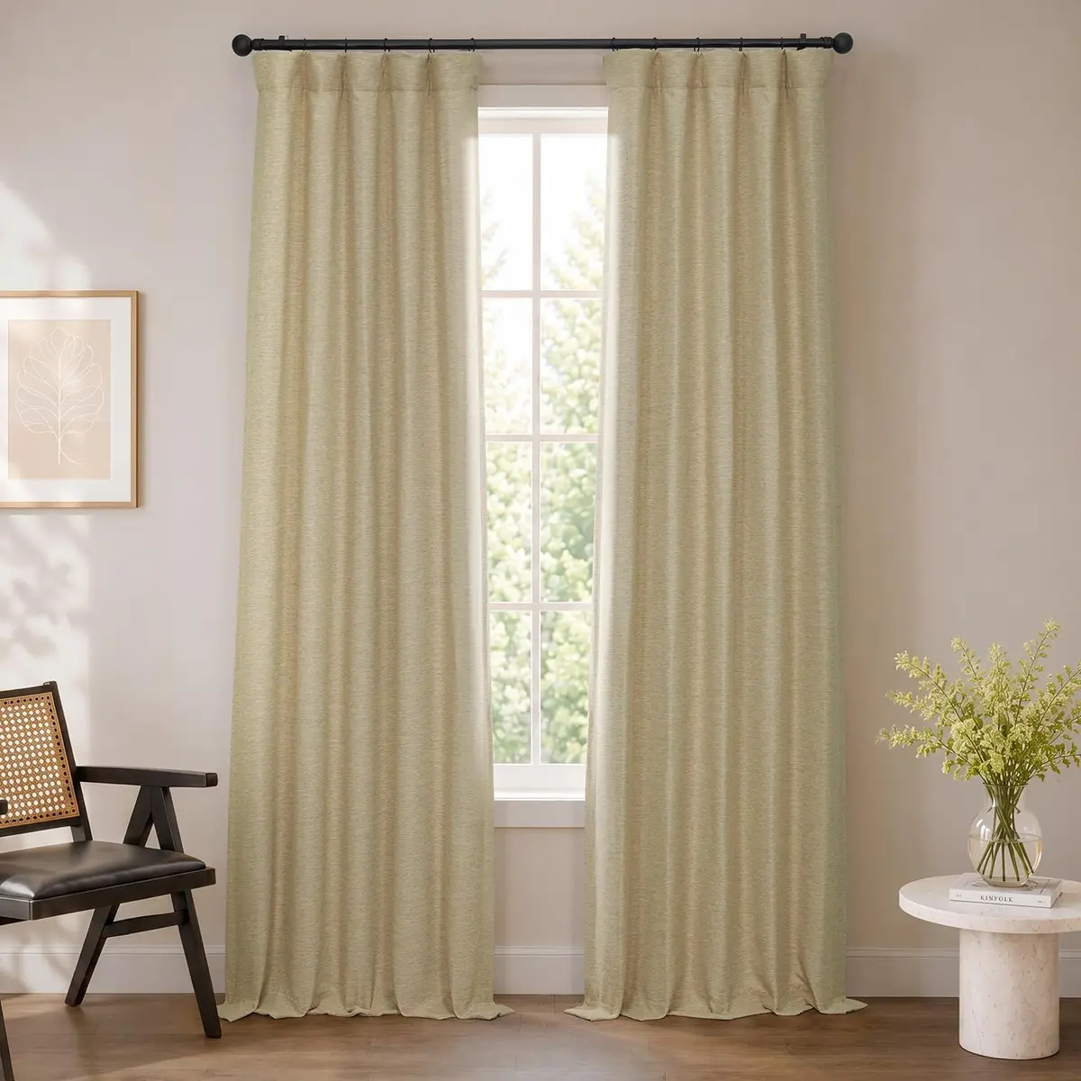 HPD Half Price Drapes Bellino Textured Faux Linen Room Darkening Curtains 50W x 96L | 75-80% Light Block | Thermal Insulation - main product image