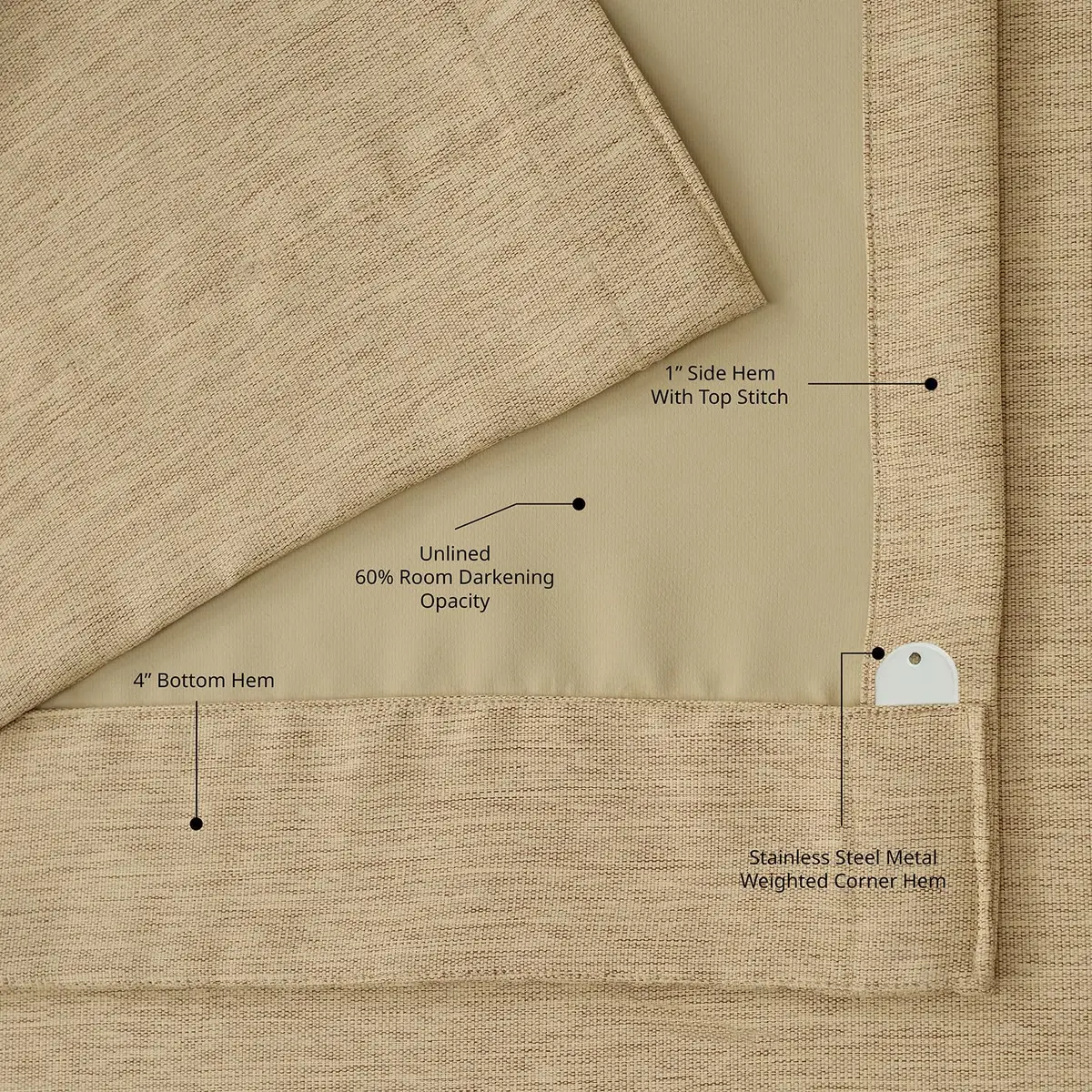 HPD Half Price Drapes Bellino Textured Faux Linen Room Darkening Curtains 50W x 96L | 75-80% Light Block | Thermal Insulation - view 8