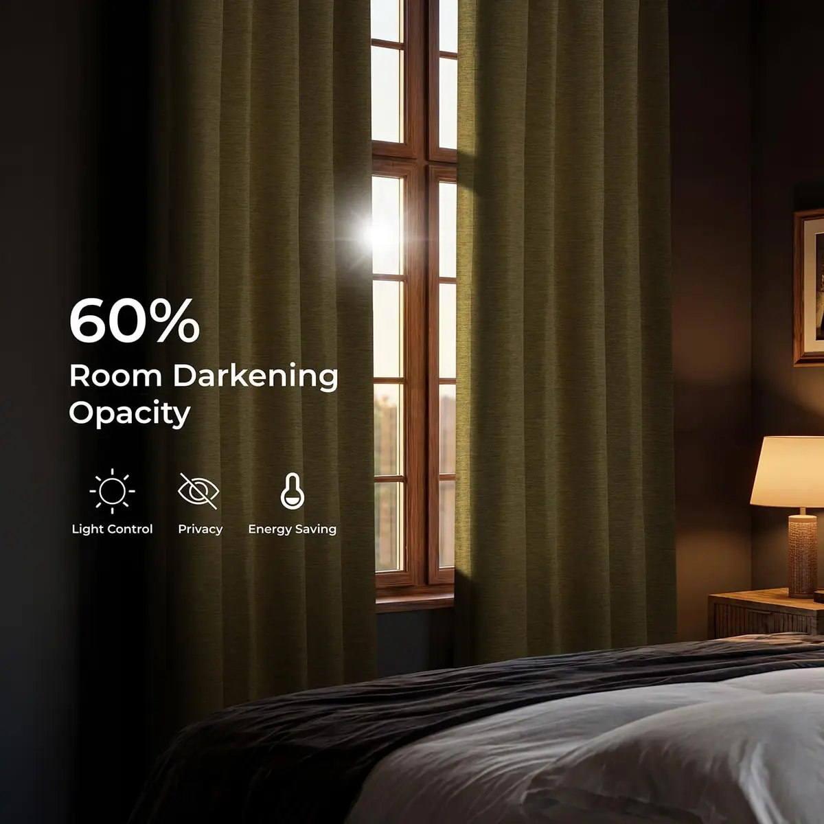 HPD Half Price Drapes Bellino Textured Faux Linen Room Darkening Curtains 50W x 96L | 75-80% Light Block | Thermal Insulation - view 3