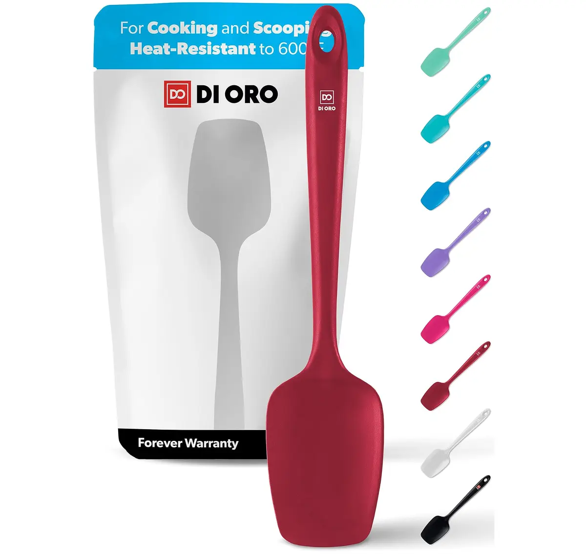 di Oro Silicone Spoonula - Spoon Spatula, 600°F Heat Resistant, Red | BPA Free Kitchen Utensil - main product image