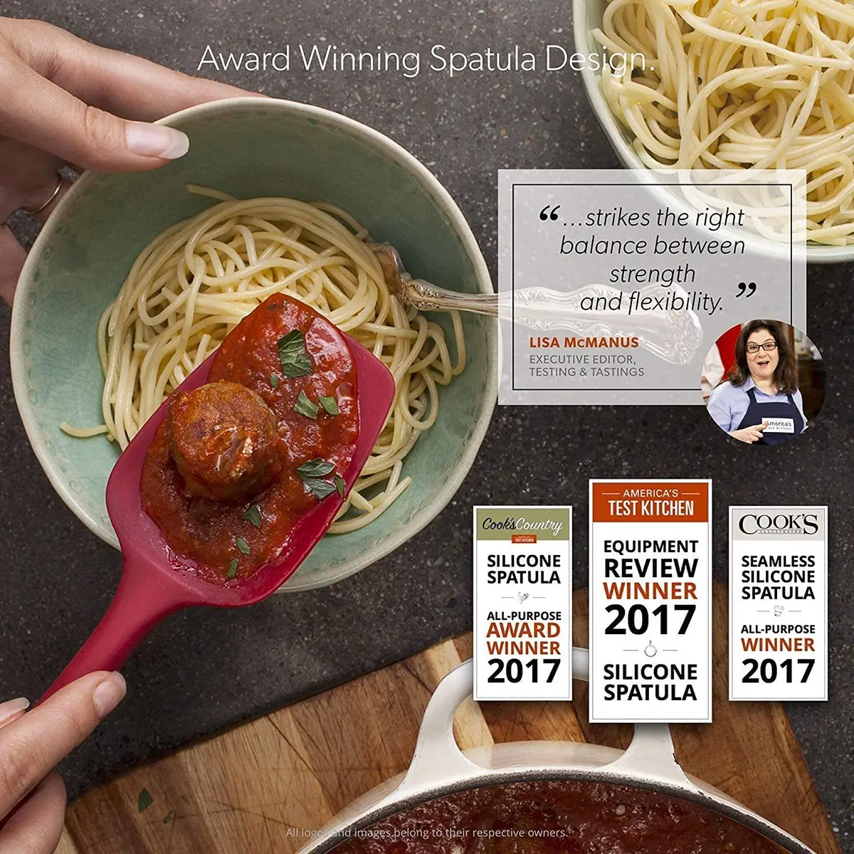 di Oro Silicone Spoonula - Spoon Spatula, 600°F Heat Resistant, Red | BPA Free Kitchen Utensil - view 2