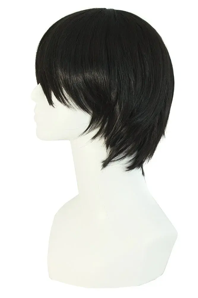 MapofBeauty Men's Short Straight Synthetic Wig Black | Heat Resistant 120℃ - view 2