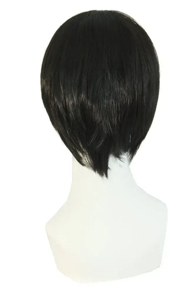 MapofBeauty Men's Short Straight Synthetic Wig Black | Heat Resistant 120℃ - view 3