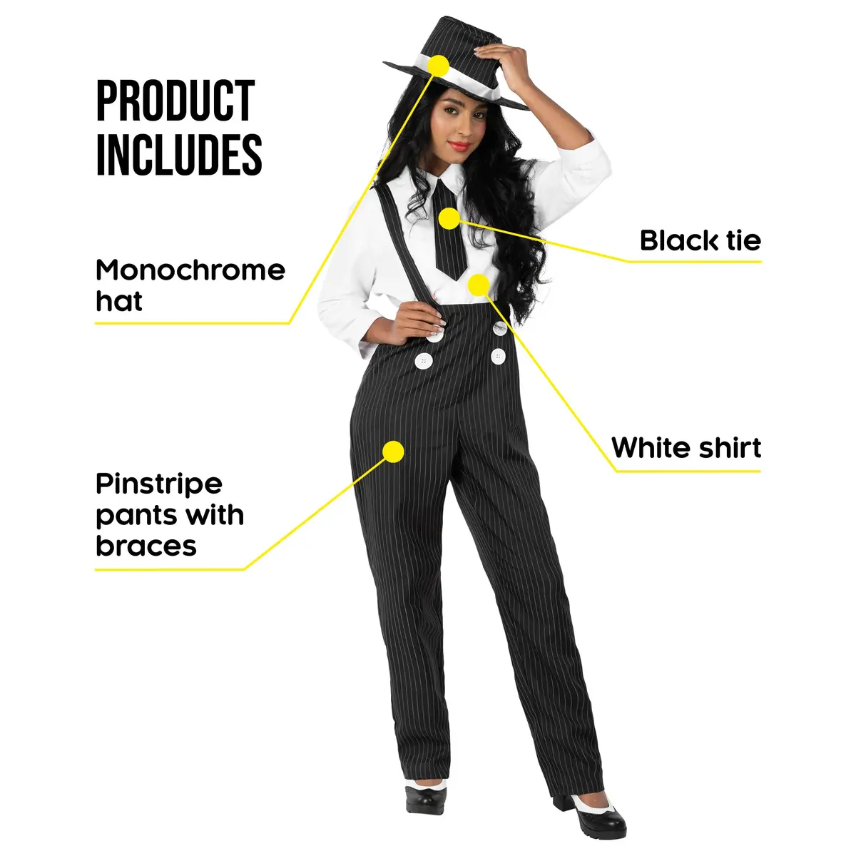 fun shack, Gangster Costume Women, Halloween Costumes for Women, S | 1920s Mobster Style with Comfortable Fit - view 7