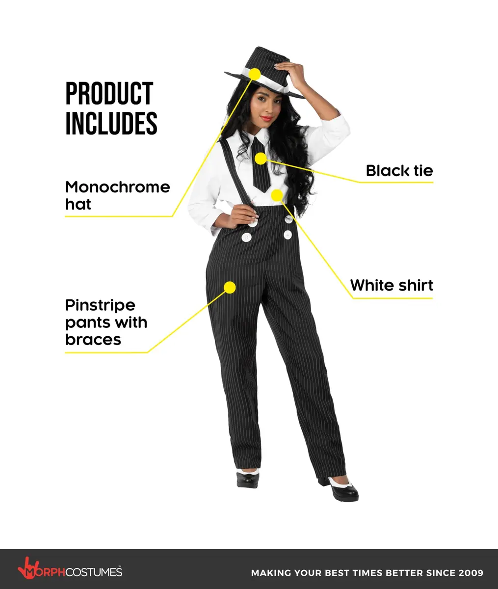 fun shack, Gangster Costume Women, Halloween Costumes for Women, S | 1920s Mobster Style with Comfortable Fit - view 2