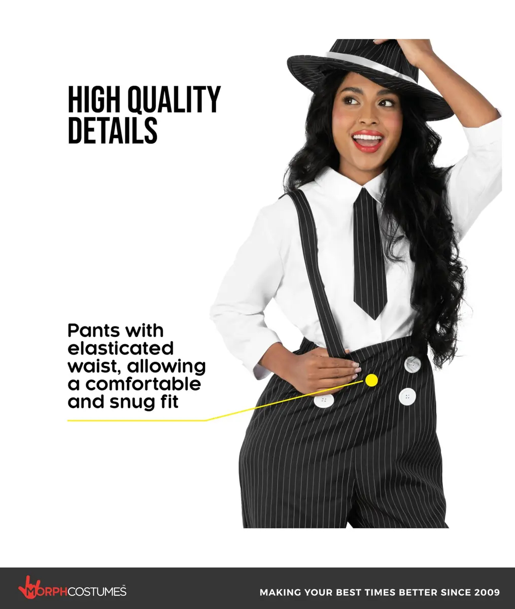 fun shack, Gangster Costume Women, Halloween Costumes for Women, S | 1920s Mobster Style with Comfortable Fit - view 3