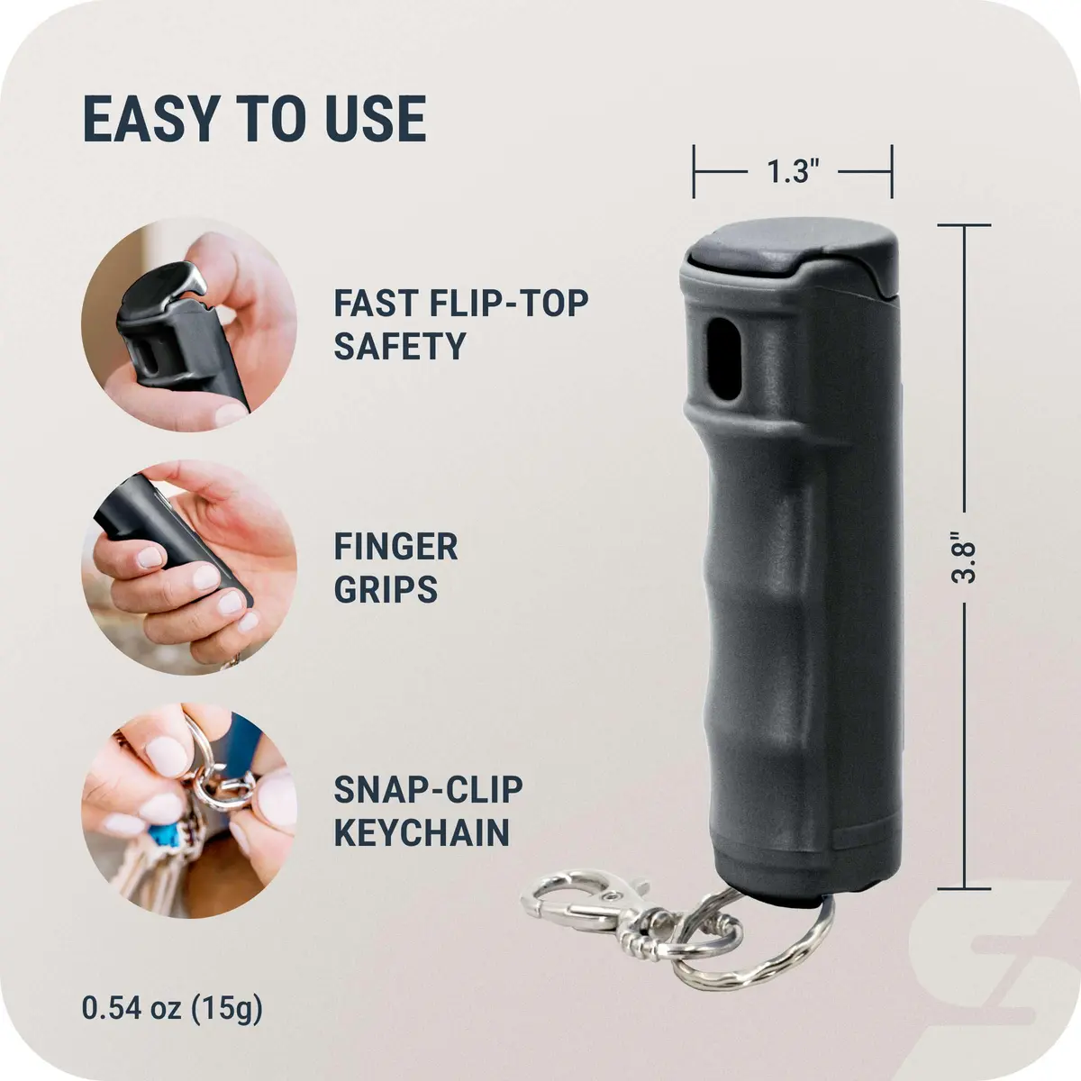 SABRE Pepper Gel Spray with Fast Flip-Top Safety & Snap‑Clip Keychain, 0.54 fl oz | Max Strength Self Defense Gel for India - view 6