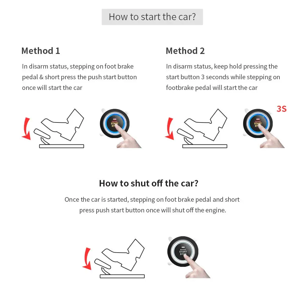 EASYGUARD EC004 Push Button Start Kit with RFID Keyless Go for DC12V Petrol Cars | Upgrade from Key Ignition - view 5