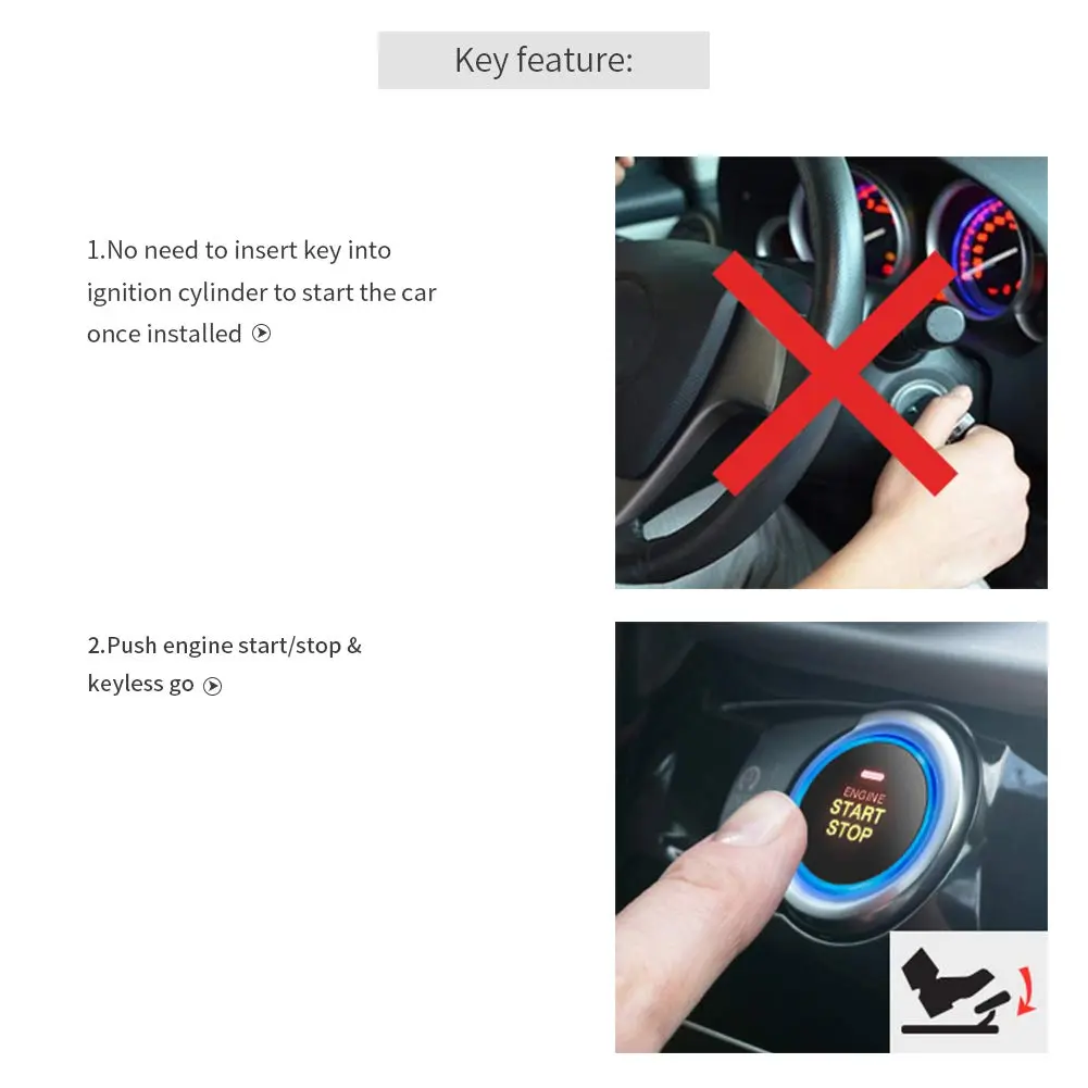 EASYGUARD EC004 Push Button Start Kit with RFID Keyless Go for DC12V Petrol Cars | Upgrade from Key Ignition - view 4