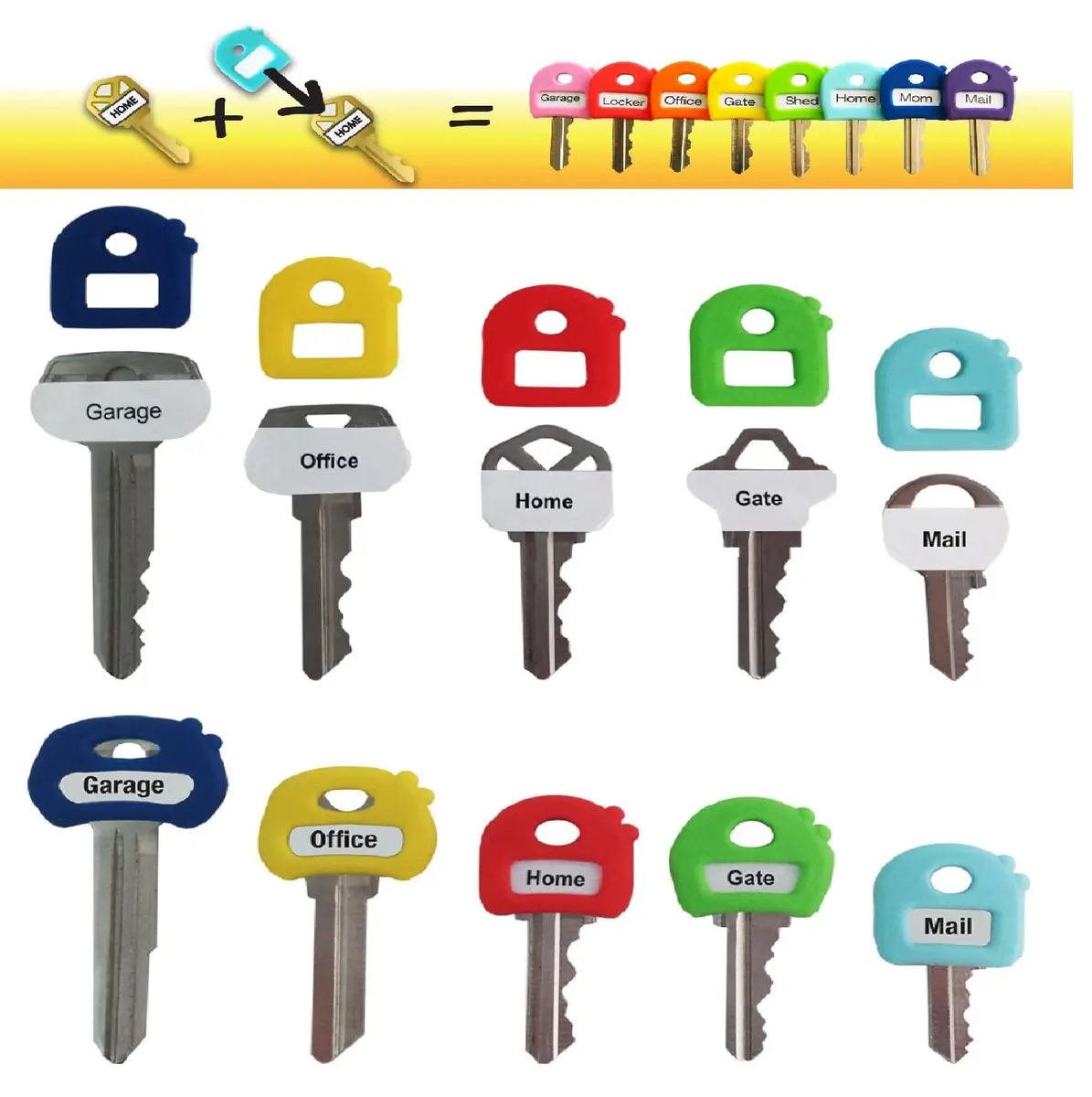 LABEL-LABEL-KEY-CAPS Stretchy Key Cap Covers 8 Pack Multicolor | Soft, Good Grip for Most Keys - view 2