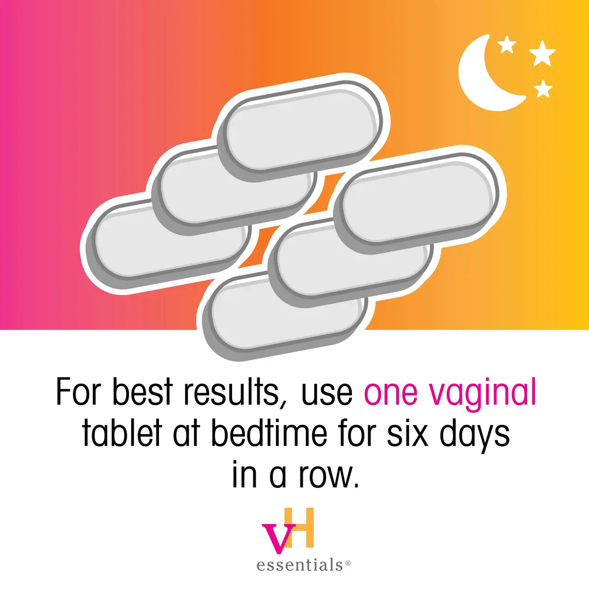 vH essentials Vaginal Odor Treatment, 6 Tablet Suppositories | pH Balanced, Fast-Acting, No-Mess - view 3