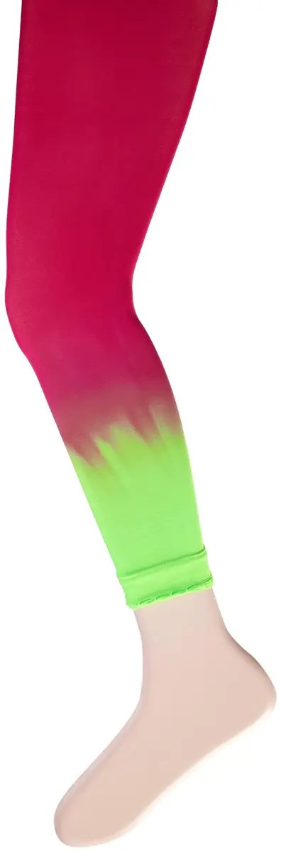 Jefferies Socks Girls 7-16 Dip Dye Footless Tights Lime 4-6 | Stretchable Nylon, Fun Dip Dye Style - main product image