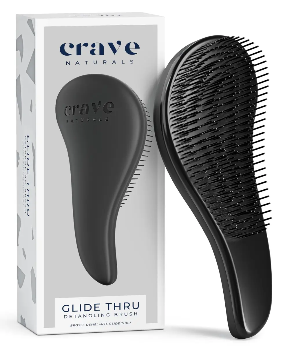 Crave Naturals Glide Thru Detangling Brush Black | Gentle Bristles for Wet & Dry Hair - main product image