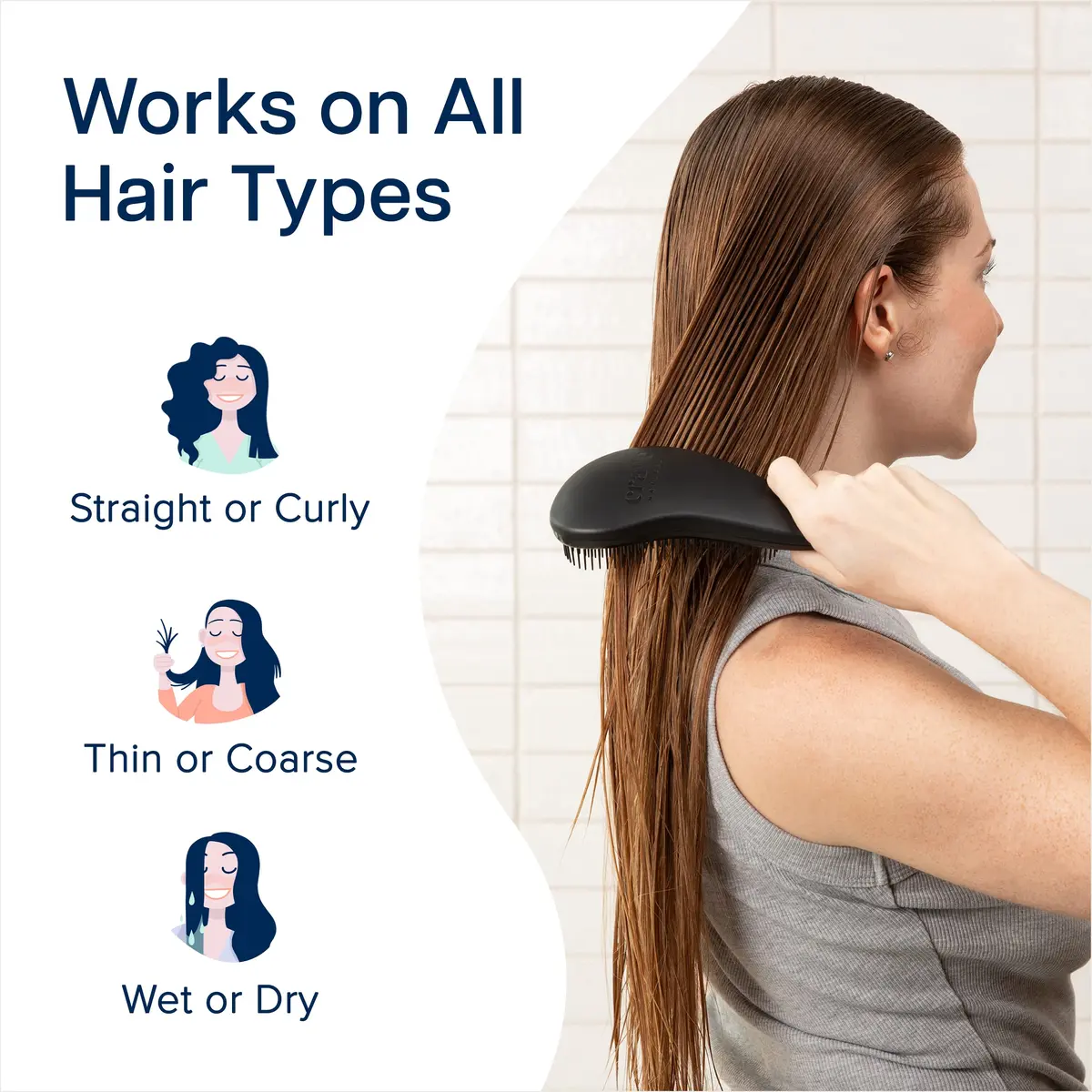 Crave Naturals Glide Thru Detangling Brush Black | Gentle Bristles for Wet & Dry Hair - view 4