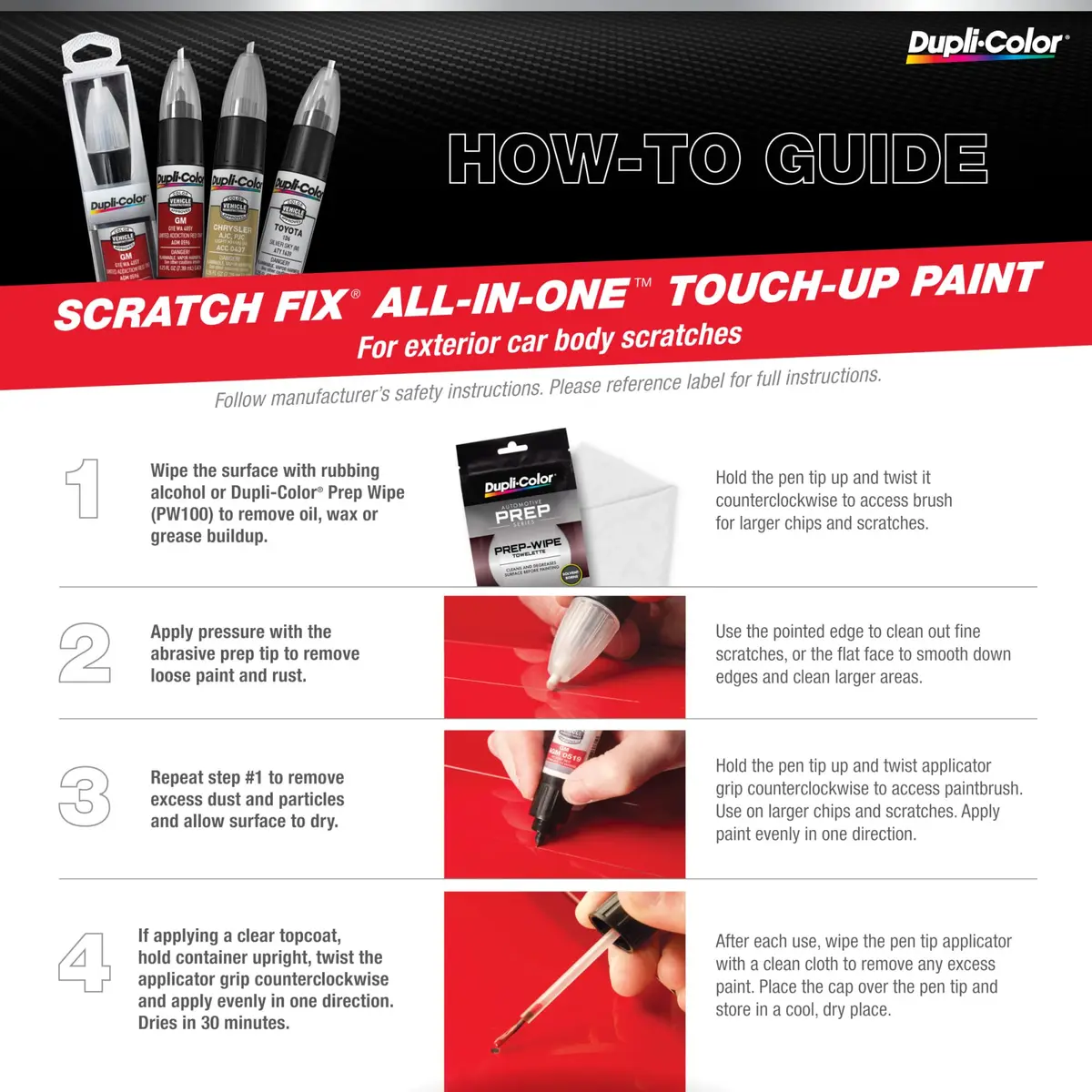 Dupli-Color Scratch Fix All-in-1, Gloss, Cardinal Red | Exact-Match Automotive Touch-Up Paint (0.5 fl oz) - view 3