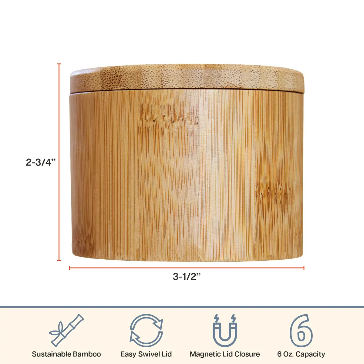 Totally Bamboo Salt Cellar with Swivel Lid & Magnetic Closure, 6 oz (177 ml) | Countertop Spice Container for Kitchen - view 5