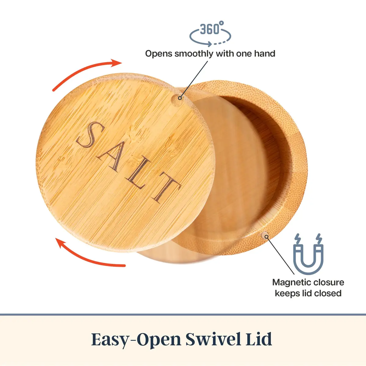 Totally Bamboo Salt Cellar with Swivel Lid & Magnetic Closure, 6 oz (177 ml) | Countertop Spice Container for Kitchen - view 6