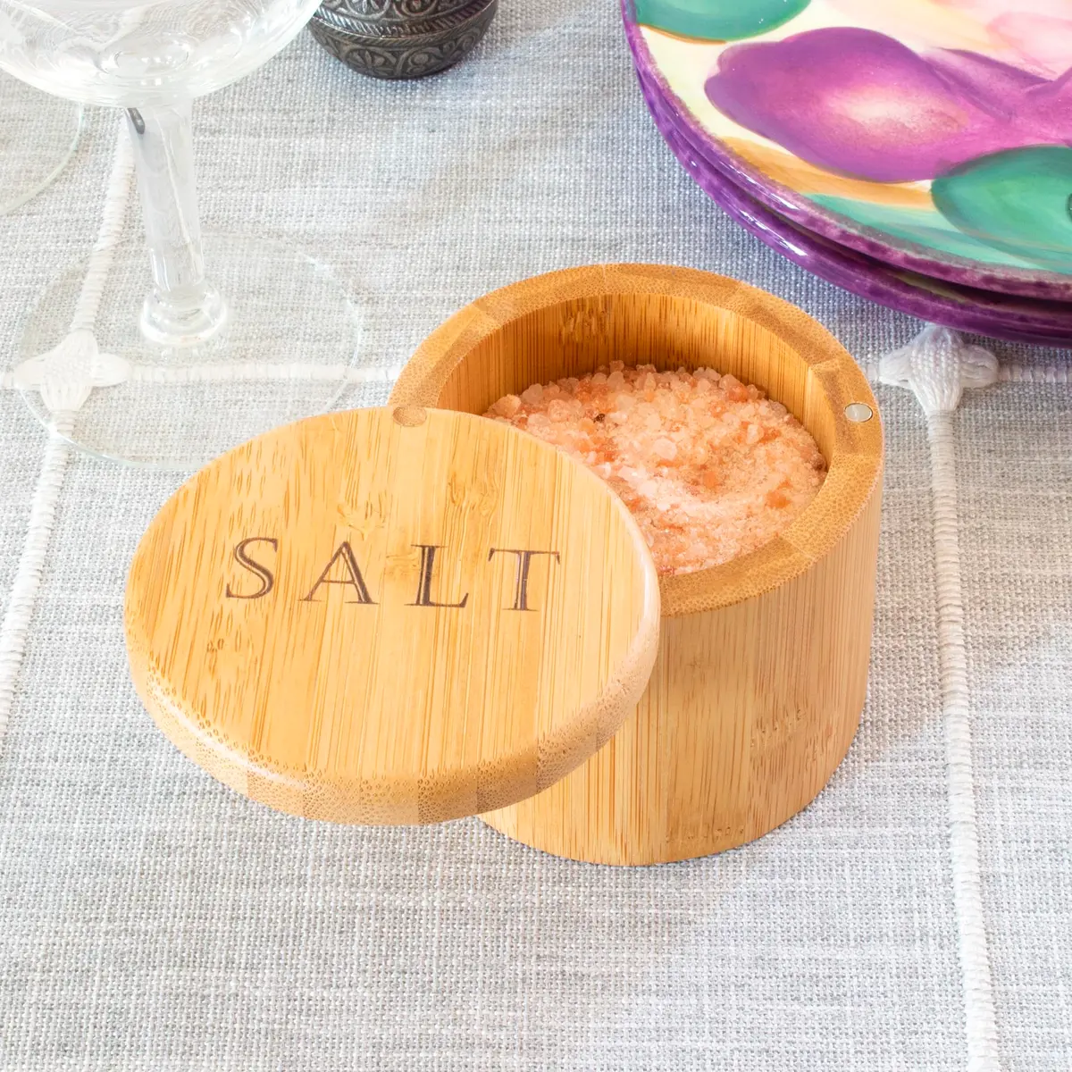 Totally Bamboo Salt Cellar with Swivel Lid & Magnetic Closure, 6 oz (177 ml) | Countertop Spice Container for Kitchen - view 7