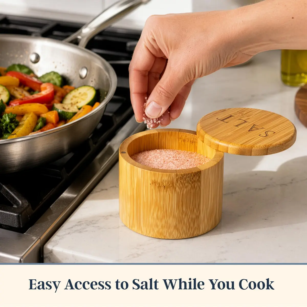 Totally Bamboo Salt Cellar with Swivel Lid & Magnetic Closure, 6 oz (177 ml) | Countertop Spice Container for Kitchen - view 2