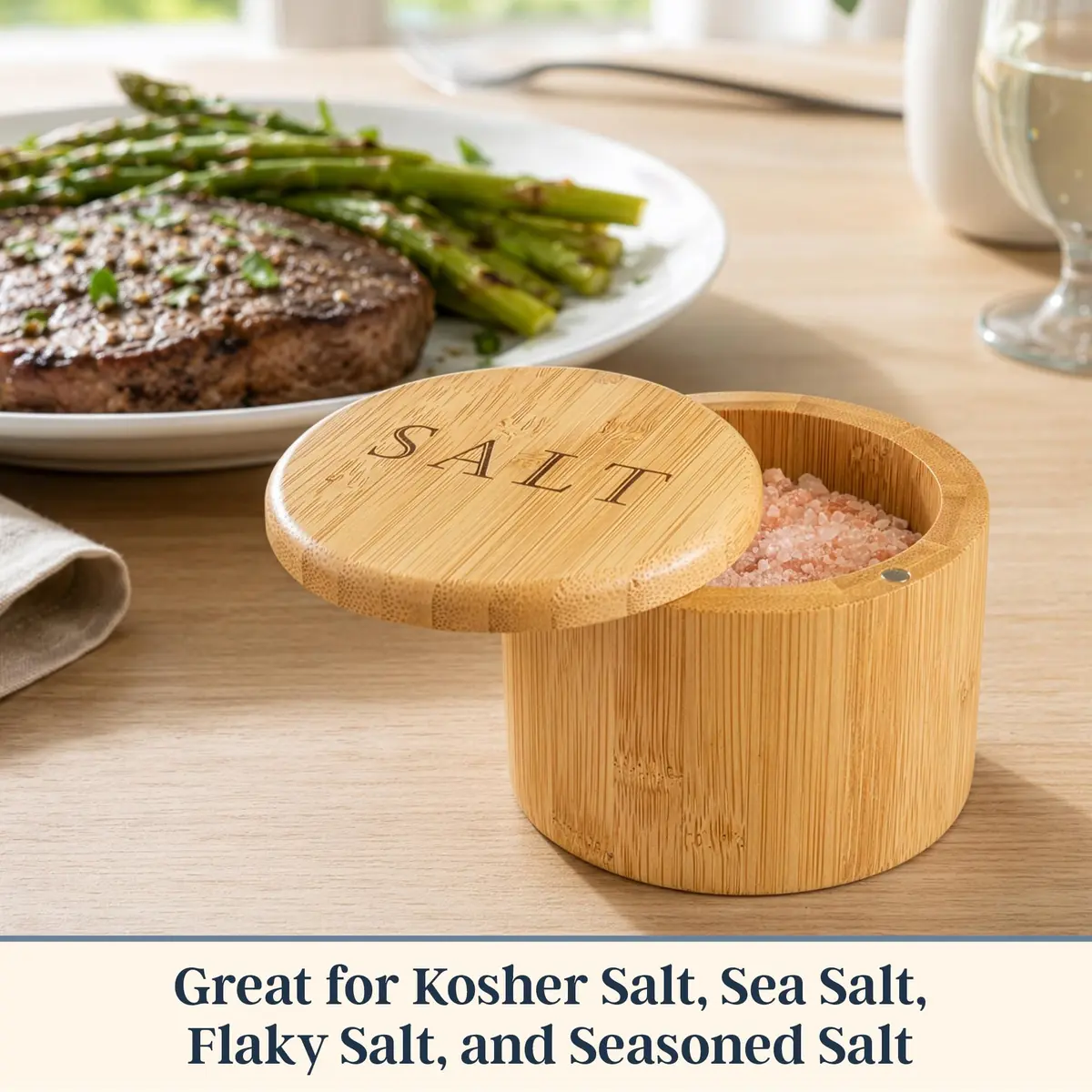 Totally Bamboo Salt Cellar with Swivel Lid & Magnetic Closure, 6 oz (177 ml) | Countertop Spice Container for Kitchen - view 3