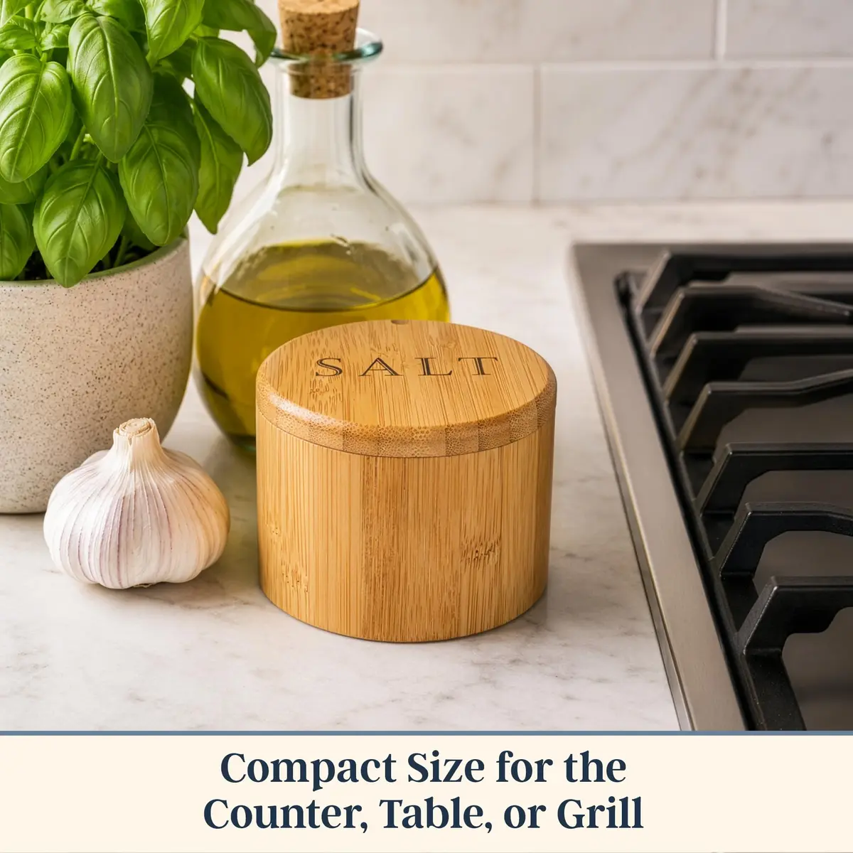 Totally Bamboo Salt Cellar with Swivel Lid & Magnetic Closure, 6 oz (177 ml) | Countertop Spice Container for Kitchen - view 4