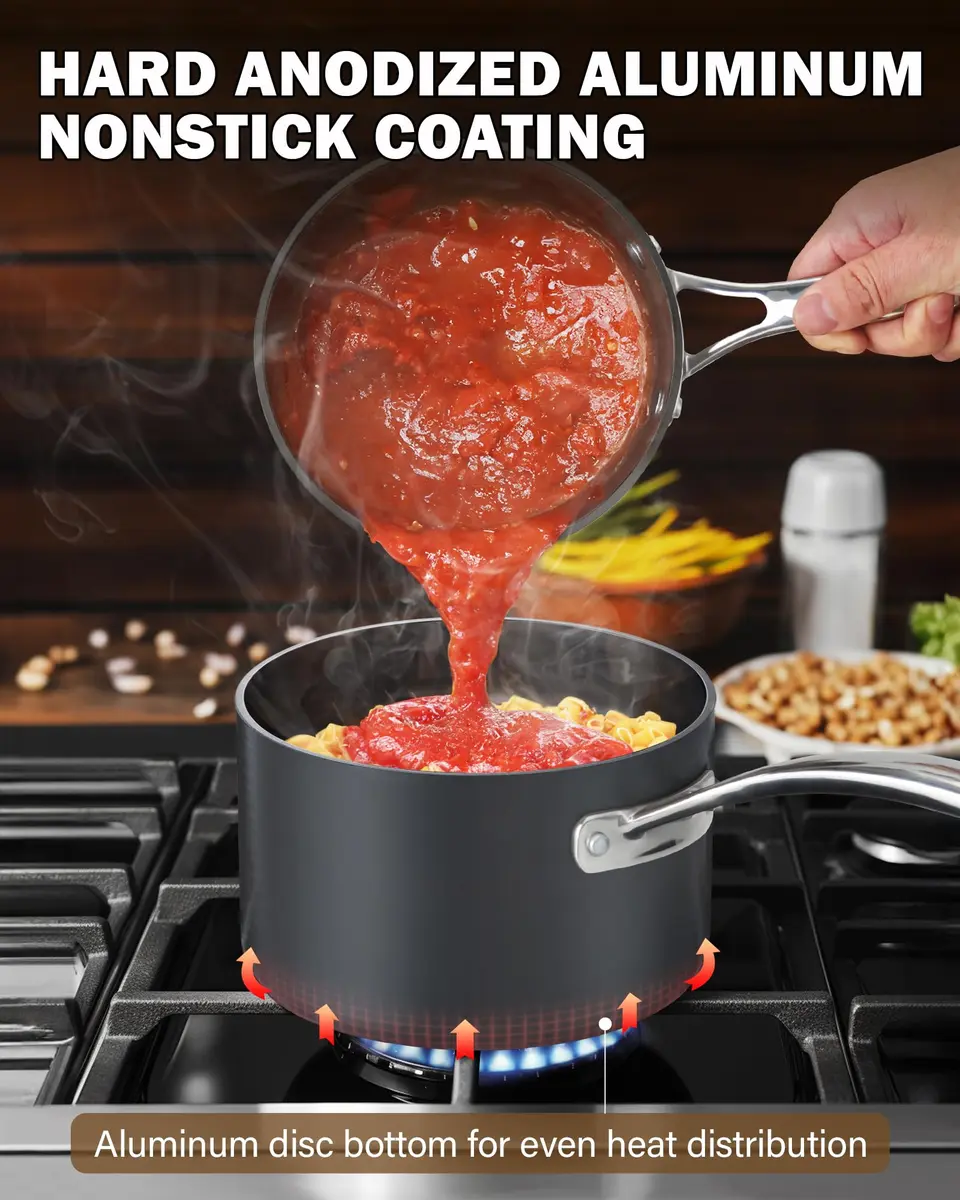 Cooks Standard 2-Quart Hard Anodized Nonstick Saucepan with Glass Lid | Durable, Even Heat, Easy Clean (70-120 chars) - view 6