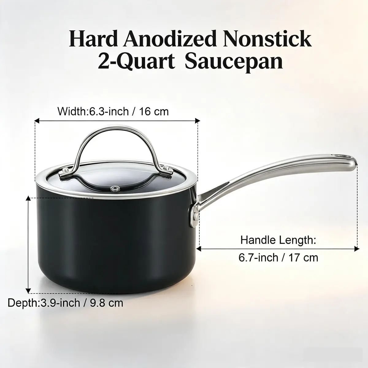Cooks Standard 2-Quart Hard Anodized Nonstick Saucepan with Glass Lid | Durable, Even Heat, Easy Clean (70-120 chars) - view 3