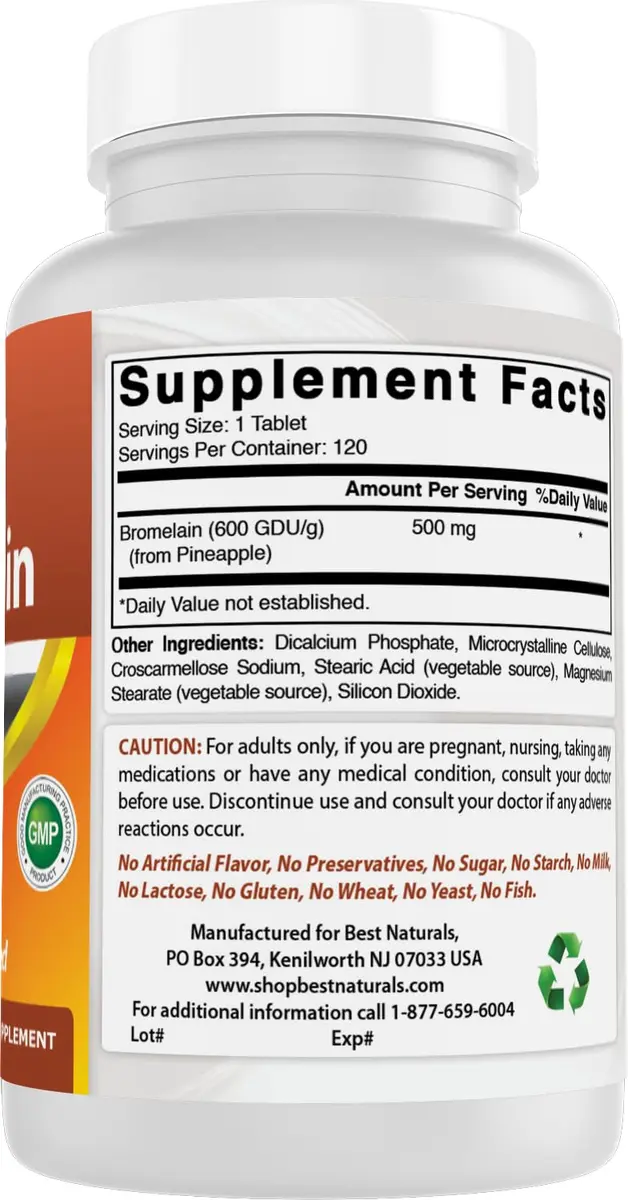 Best Naturals Bromelain Digestive Enzyme Tablets 500 mg (120 Count) | Supports Digestion & Joint Health - view 6