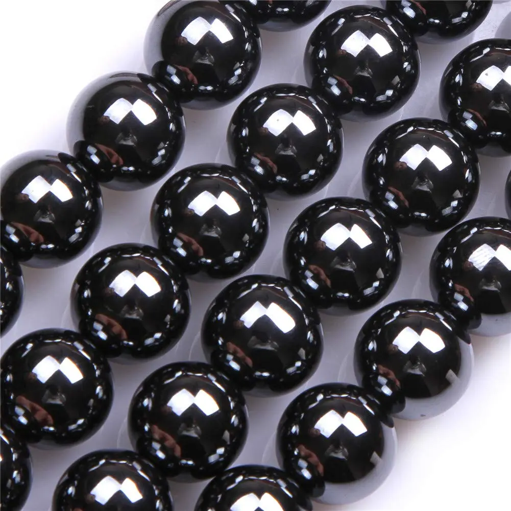 GEM-INSIDE Natural Black Hematite Gemstone Beads 14mm Round for Jewelry Making | Authentic USA Import - main product image