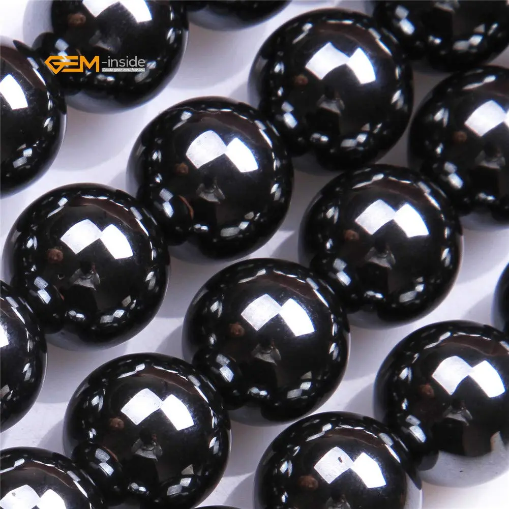 GEM-INSIDE Natural Black Hematite Gemstone Beads 14mm Round for Jewelry Making | Authentic USA Import - view 2