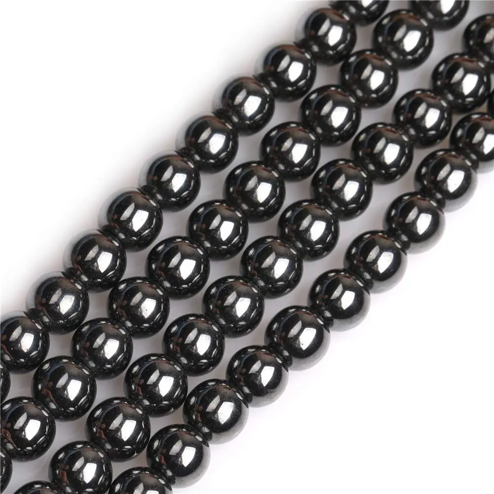 GEM-INSIDE Natural Black Hematite Gemstone Beads 10mm (0.39 inch) | Non-Magnetic Round Energy Stone Beads for Jewelry Making - main product image