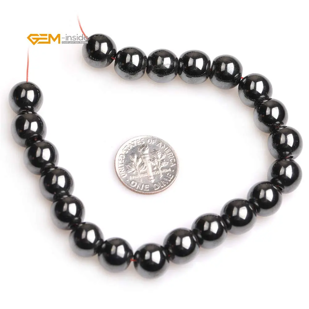 GEM-INSIDE Natural Black Hematite Gemstone Beads 10mm (0.39 inch) | Non-Magnetic Round Energy Stone Beads for Jewelry Making - view 5