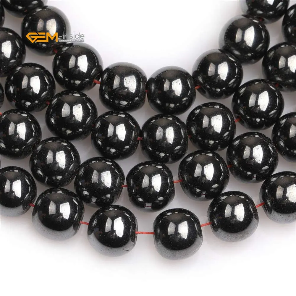 GEM-INSIDE Natural Black Hematite Gemstone Beads 10mm (0.39 inch) | Non-Magnetic Round Energy Stone Beads for Jewelry Making - view 4