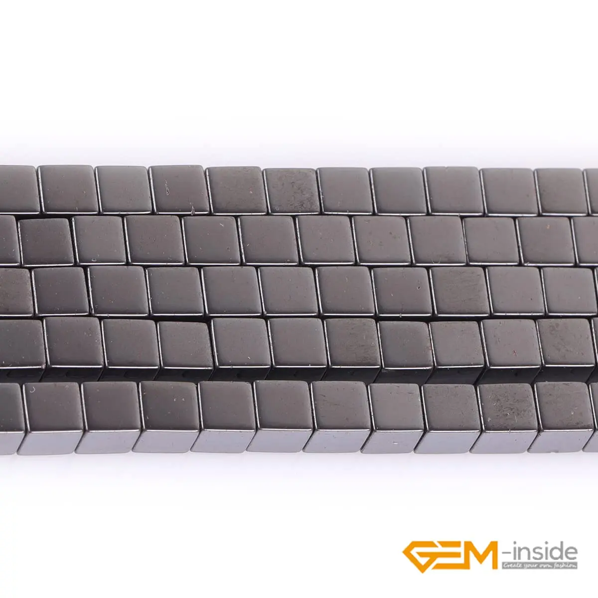 GEM-INSIDE CREATE YOUR OWN FASHION 4mm Square Black Hematite Beads | Non-Magnetic Jewelry Loose Beads 15 Inches - view 5