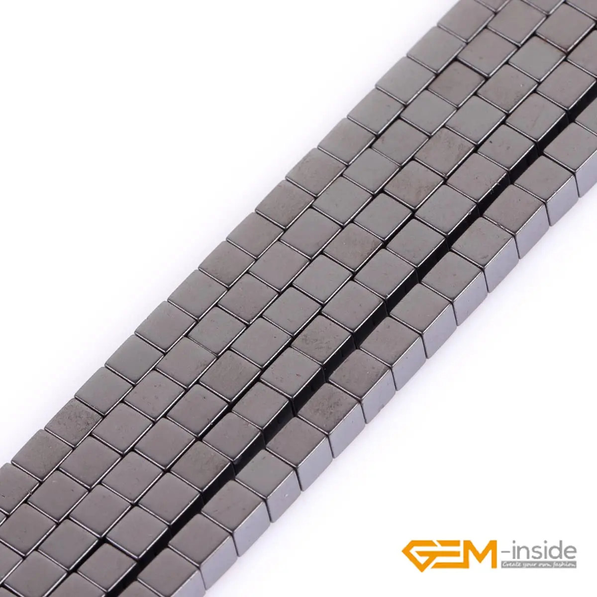 GEM-INSIDE CREATE YOUR OWN FASHION 4mm Square Black Hematite Beads | Non-Magnetic Jewelry Loose Beads 15 Inches - view 3