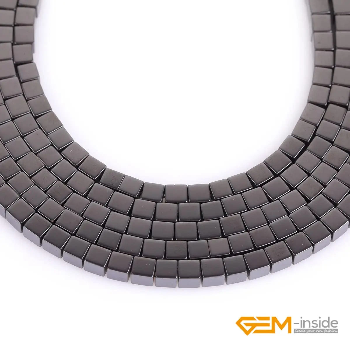 GEM-INSIDE CREATE YOUR OWN FASHION 4mm Square Black Hematite Beads | Non-Magnetic Jewelry Loose Beads 15 Inches - view 4