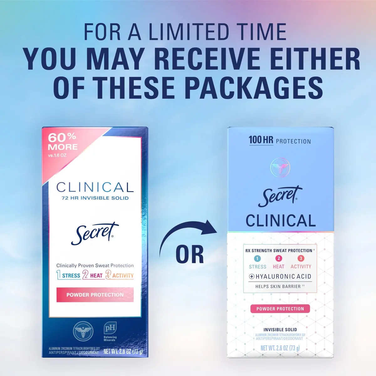 Secret Clinical Strength 100HR Sweat & Odor, Invisible Solid Antiperspirant for Women, 2.6 oz | 3X Stress Sweat Protection, Hyaluronic Acid - view 9