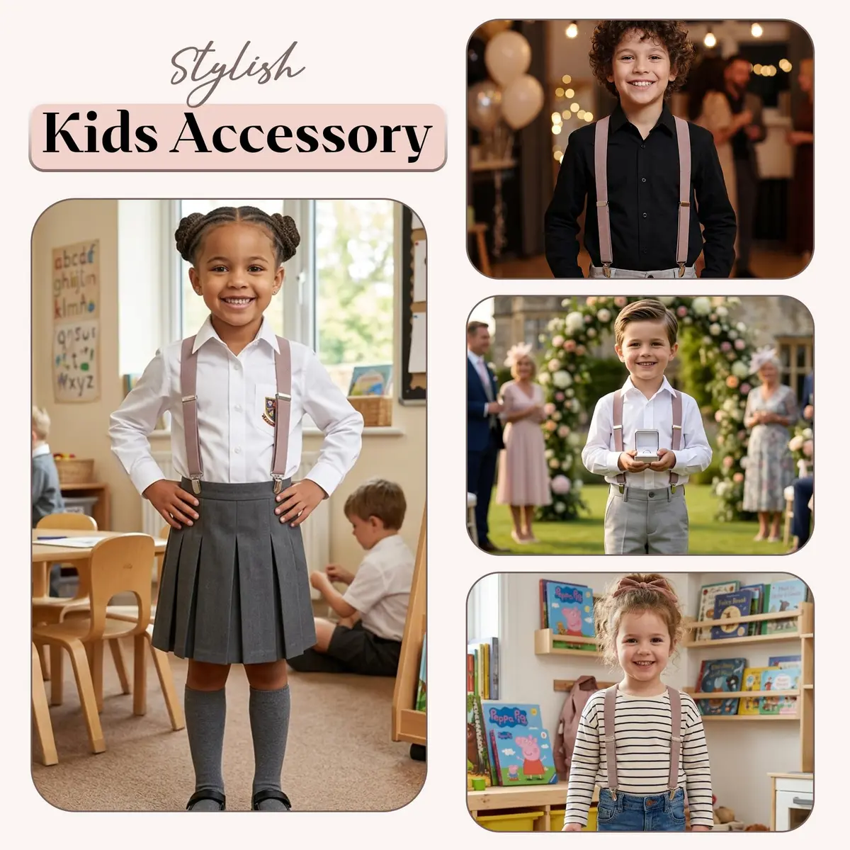 HOLD'EM Suspenders for Kids - 1 Inch Suspender Perfect for Tuxedo- Lemon Yellow (22") | Durable Elastic & Leather - view 4