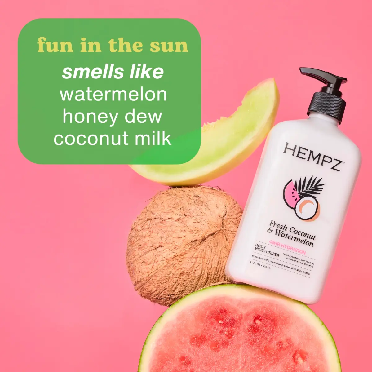 Hempz Fresh Coconut & Watermelon Daily Moisturizing Cream 500ml (17 Fl Oz) | Hydrating Body Lotion with Shea Butter - view 3